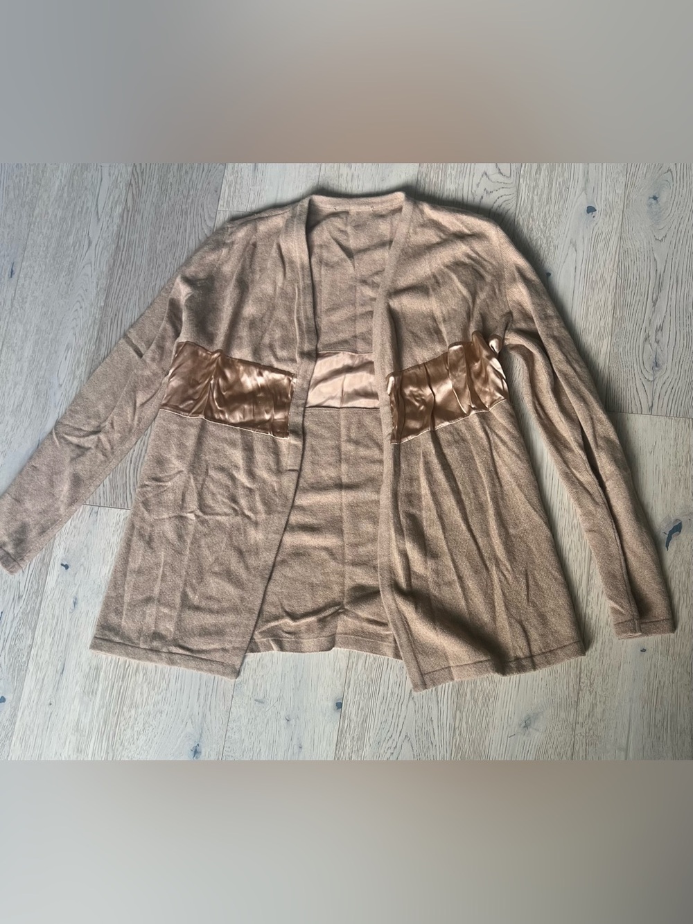 Women's Taupe Open-Front Sweater Cardigan